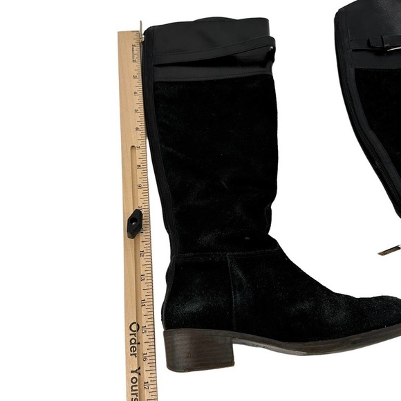 Tory Burch Womens Suede Leather Tall Riding Boot Round Toe Zipper Black Size 6 - Picture 8 of 16